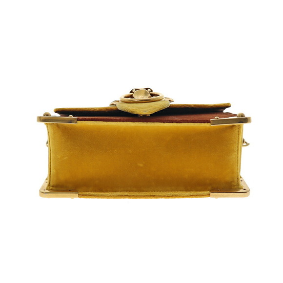 Prada Chain Shoulder Bag Velvet Yellow Brown - Picture 5 of 9